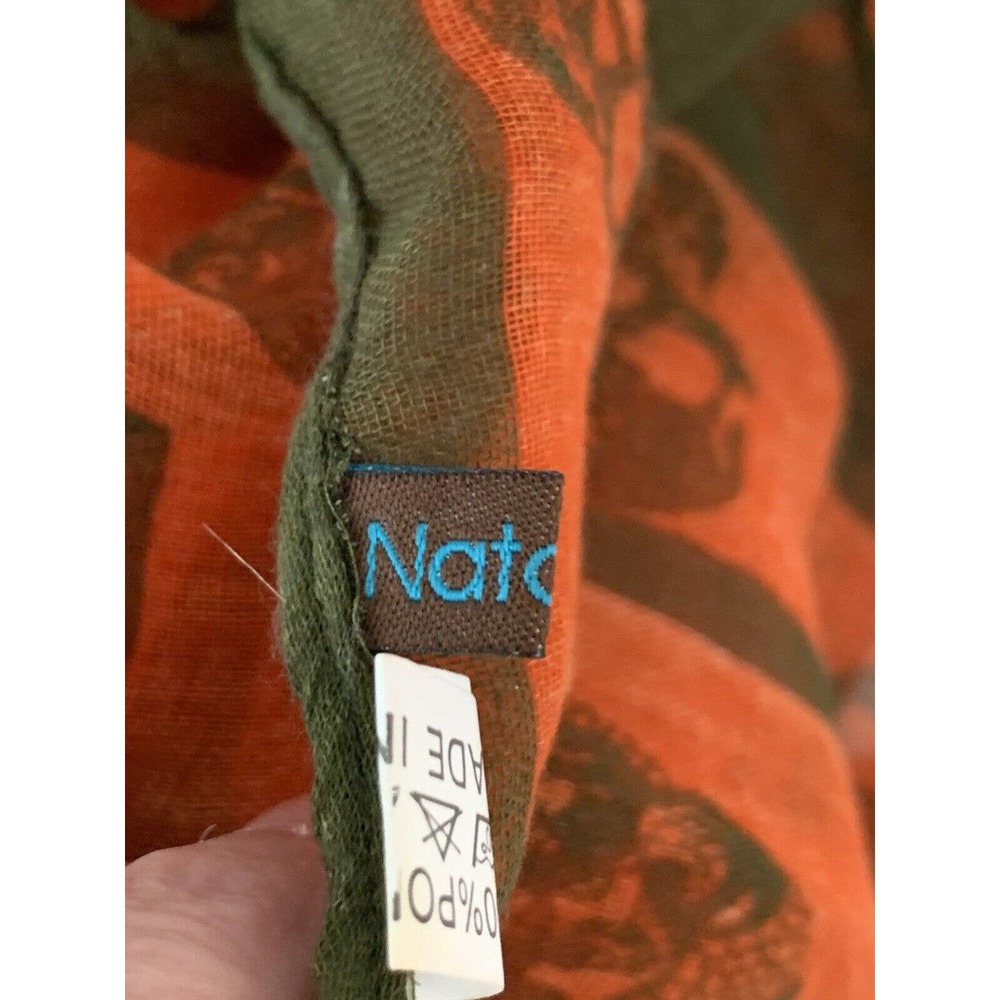 Natasha Women's Orange Green All Over Skull Pattern Infinity Scarf 35.5 X 37.5 - Picture 7 of 8